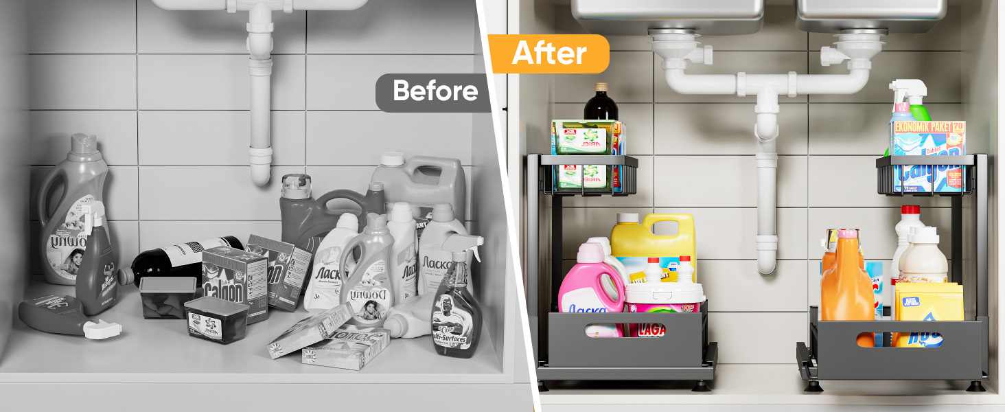 under sink organizer for kitchen bathroom